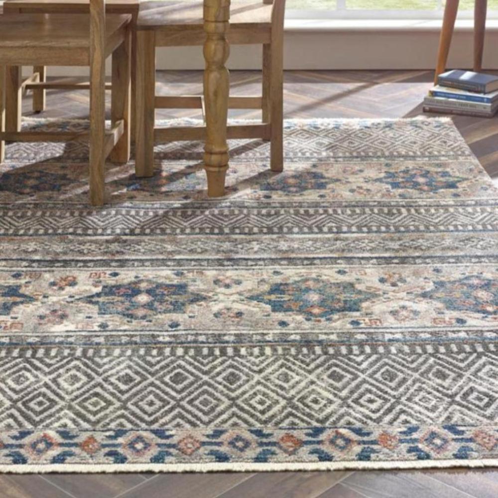 Origins Mandala Stripe Grey Rug