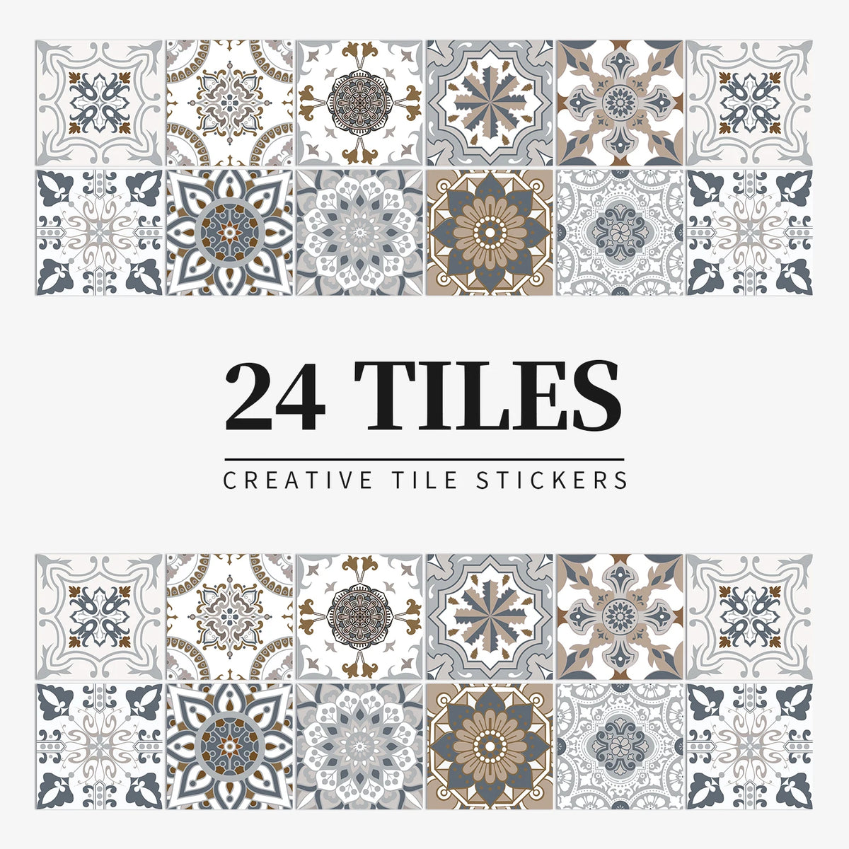 Peel and Stick Moroccan Tile Stickers in Gray and White