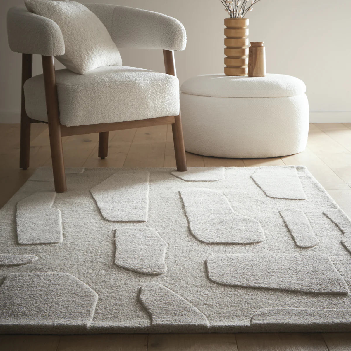 Origins Sculptured Stone Oatmeal 100% Wool Rug