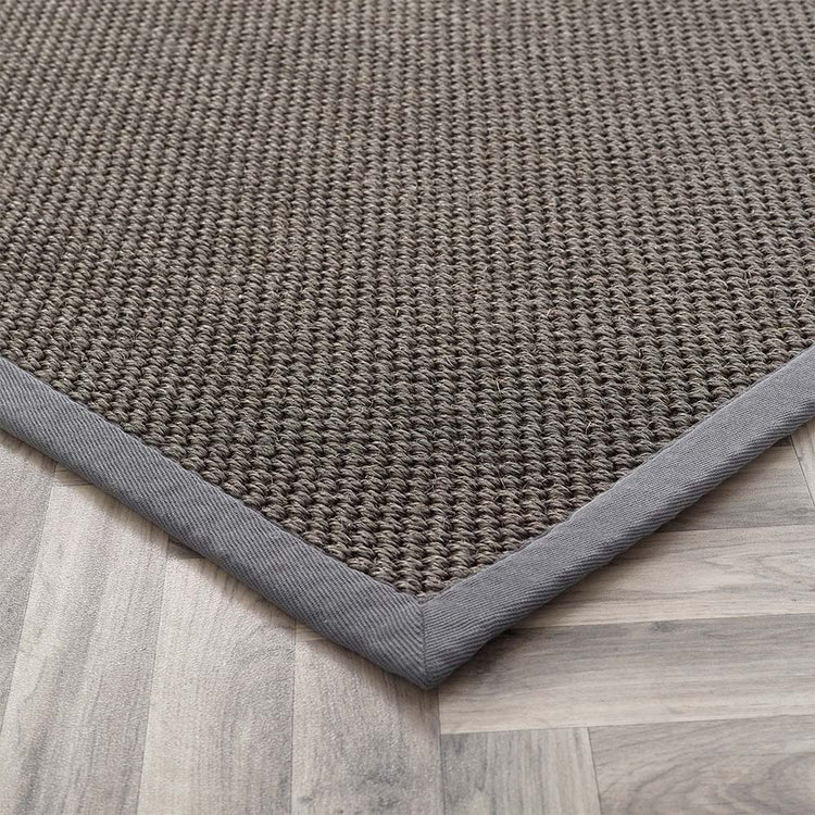 Tappeto Origins Sisal - Grigio scuro con bordo grigio