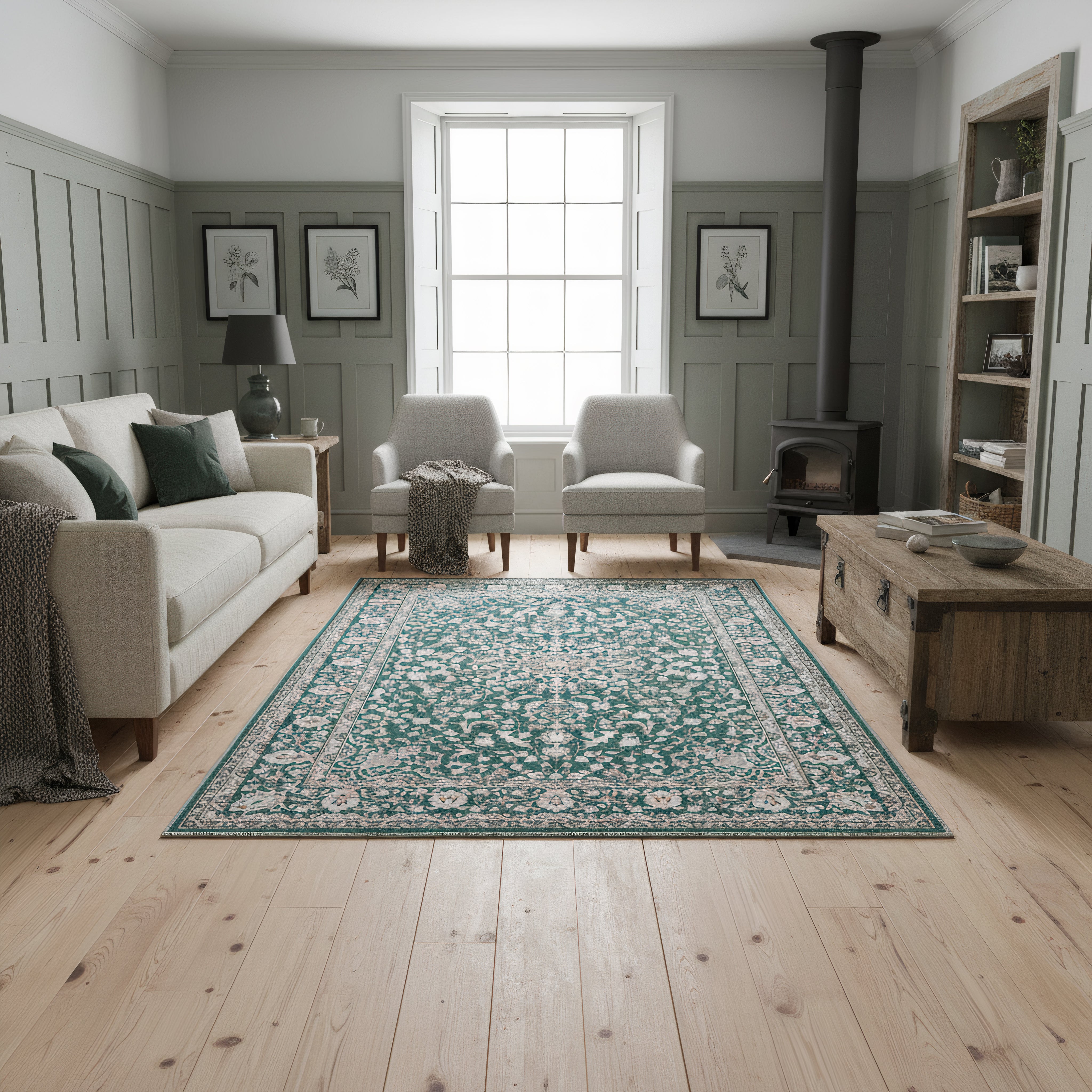 Emerald Motif - Washable Rug