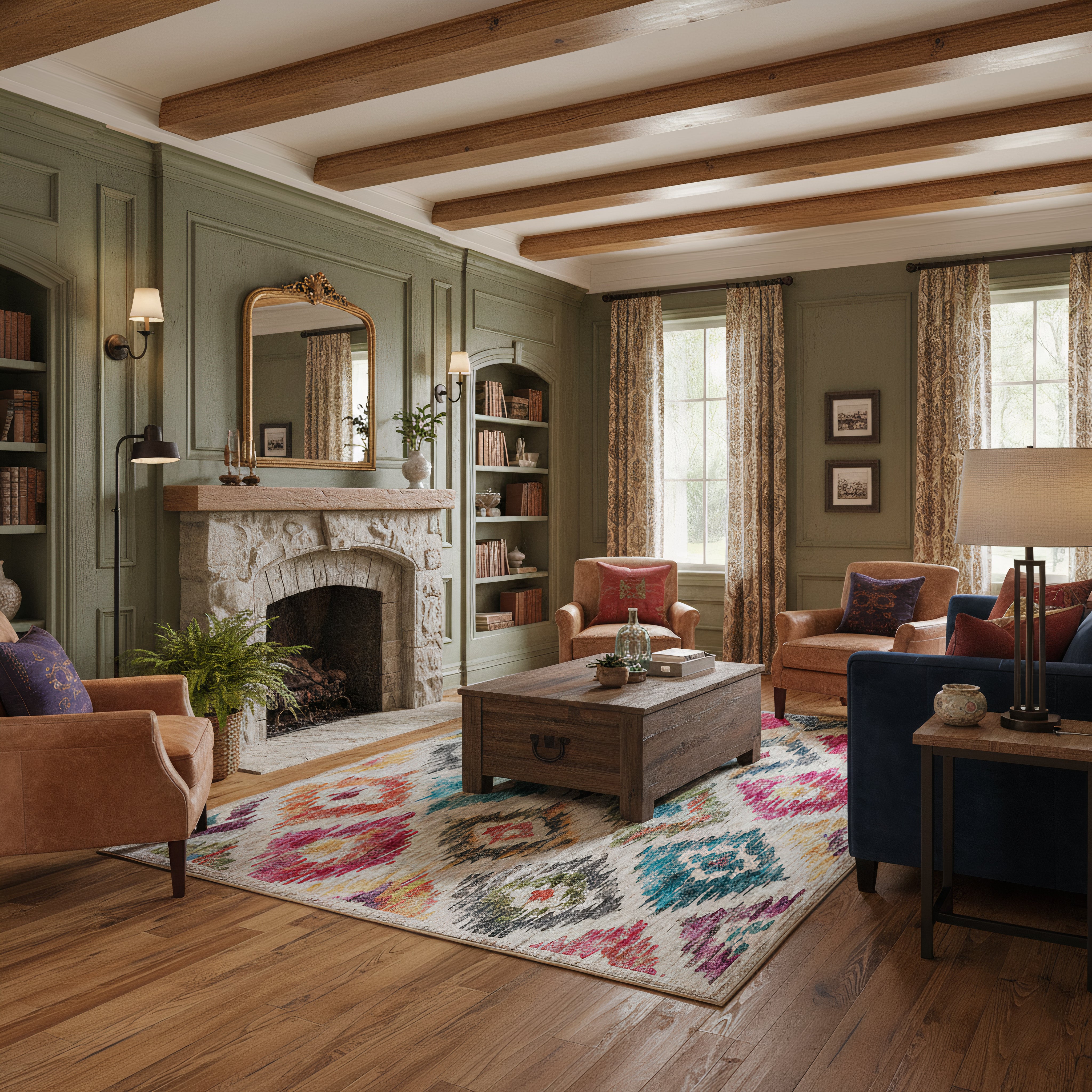 Tappeto eco-lavabile - Ikat dipinto