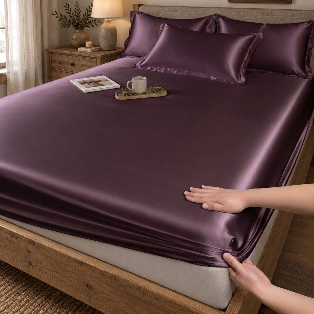 Satin Fitted Sheet with Deep Pockets