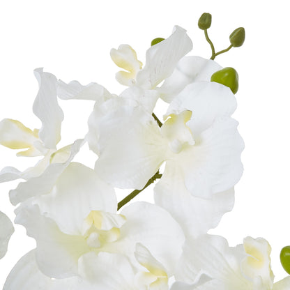Faux White Vanda Orchid Plant In Ceramic Pot