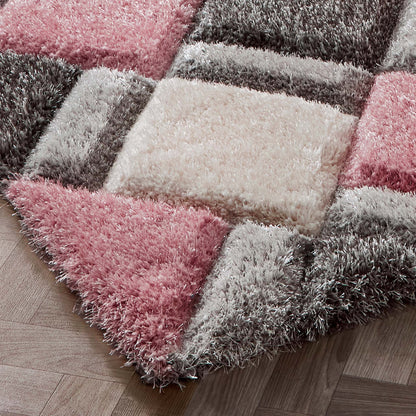 Origins 3D GEO Shaggy Blush Rug
