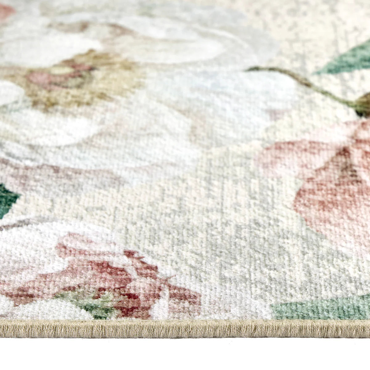 Eco-Washable Rug - Blooming Peonies Oyster Pink