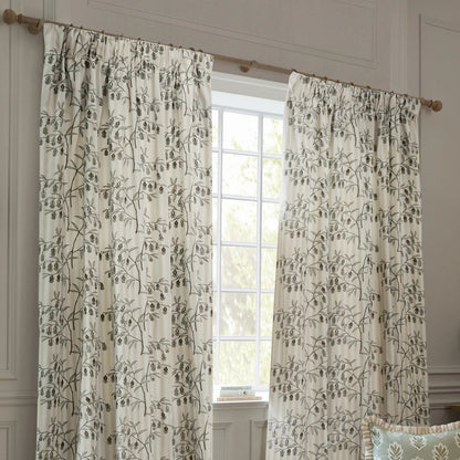 Tende a pieghe a matita in jacquard Brook Woodland - Lino