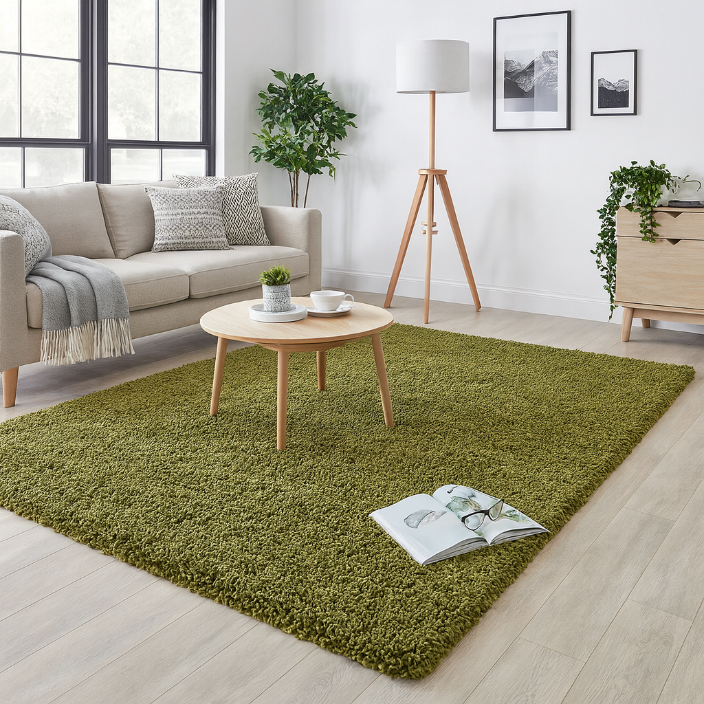 Super Thick Fluffy Non-Slip Durable Rug - Olive Green