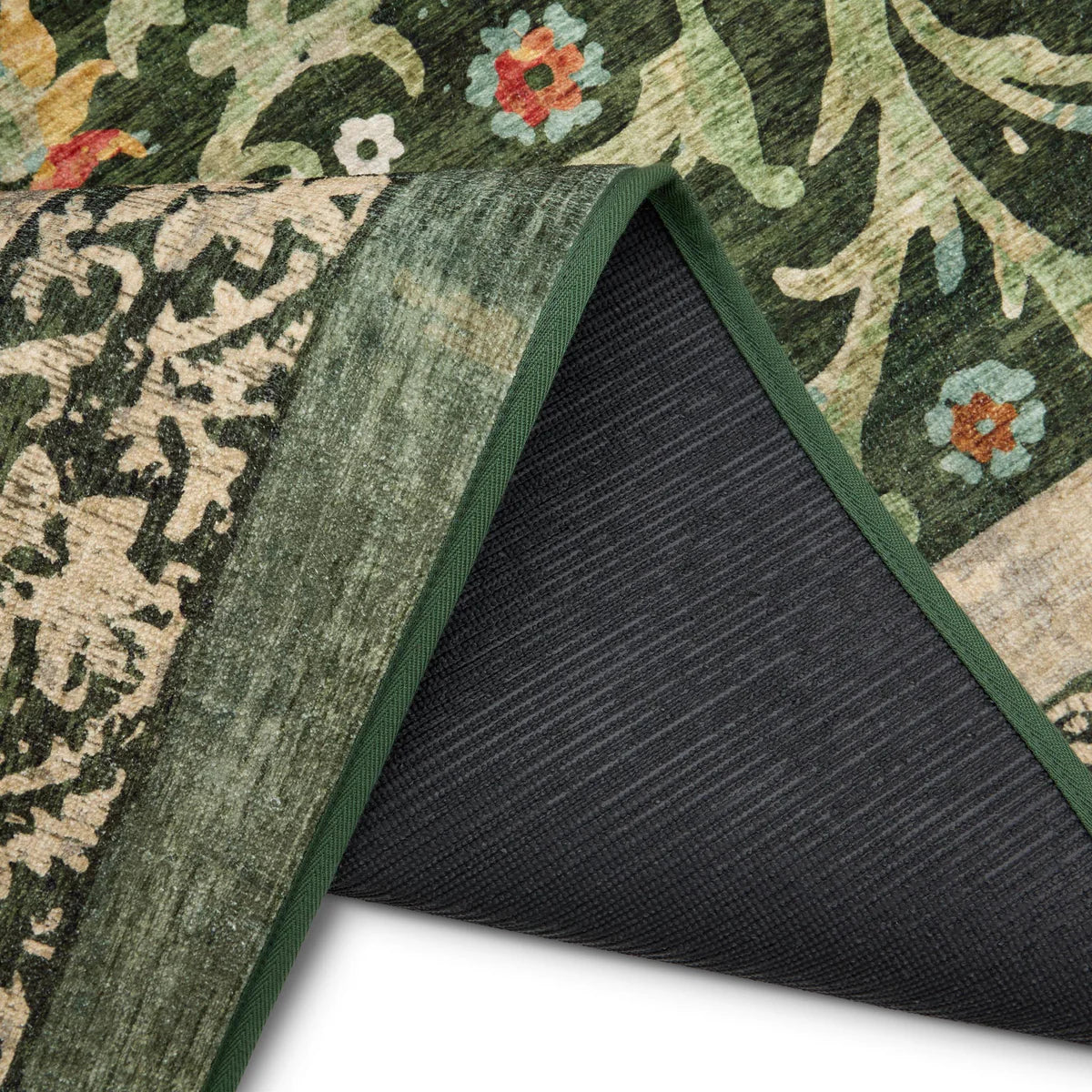 Eco-Washable Rug - Country Paisley Green