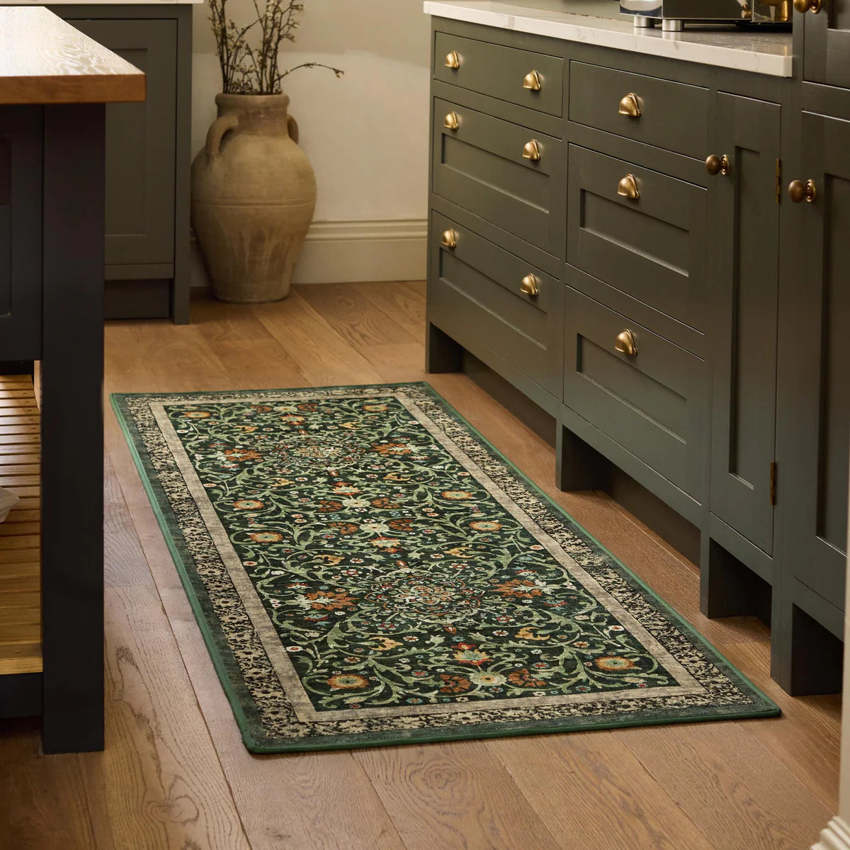 Eco-Washable Rug - Country Paisley Green
