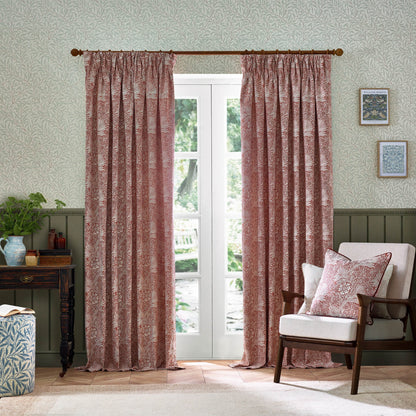 Marigold Floral Jacquard Pencil Pleat Curtains - Russet