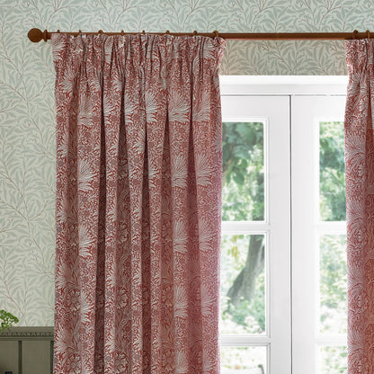 Marigold Floral Jacquard Pencil Pleat Curtains - Russet