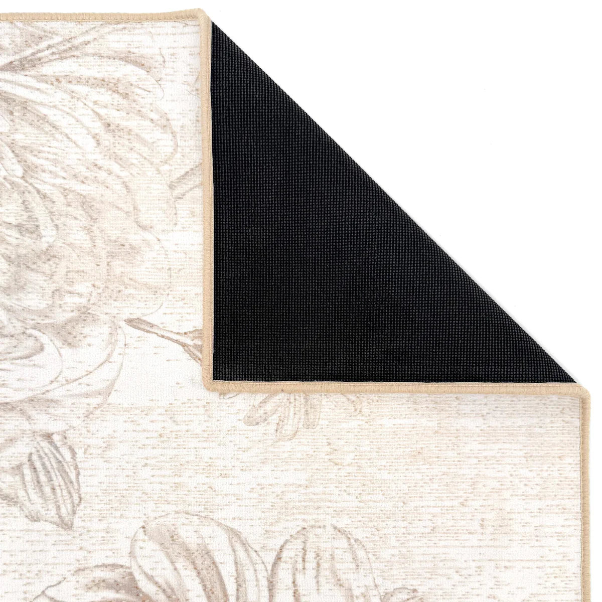 Eco-Washable Rug - Floral Beige