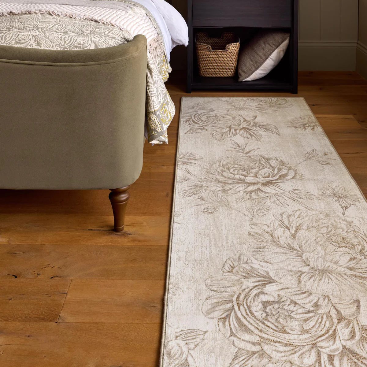 Eco-Washable Rug - Floral Beige
