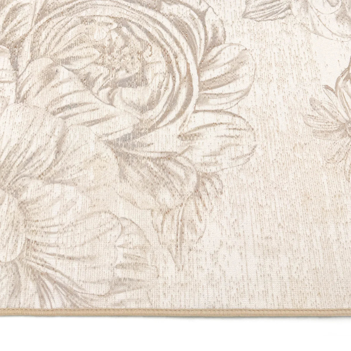 Eco-Washable Rug - Floral Beige