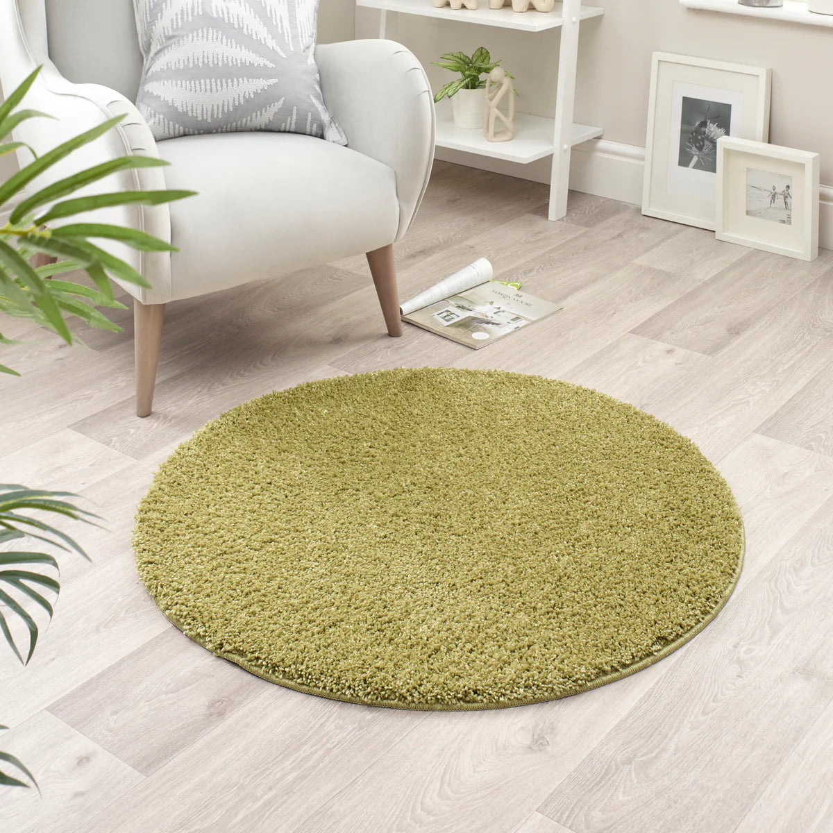 Super Thick Fluffy Non-Slip Durable Rug - Olive Green