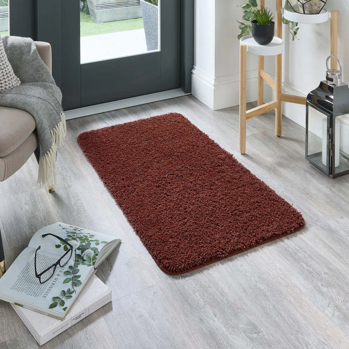 Super Thick Fluffy Non-Slip Durable Rug - Burnt Red