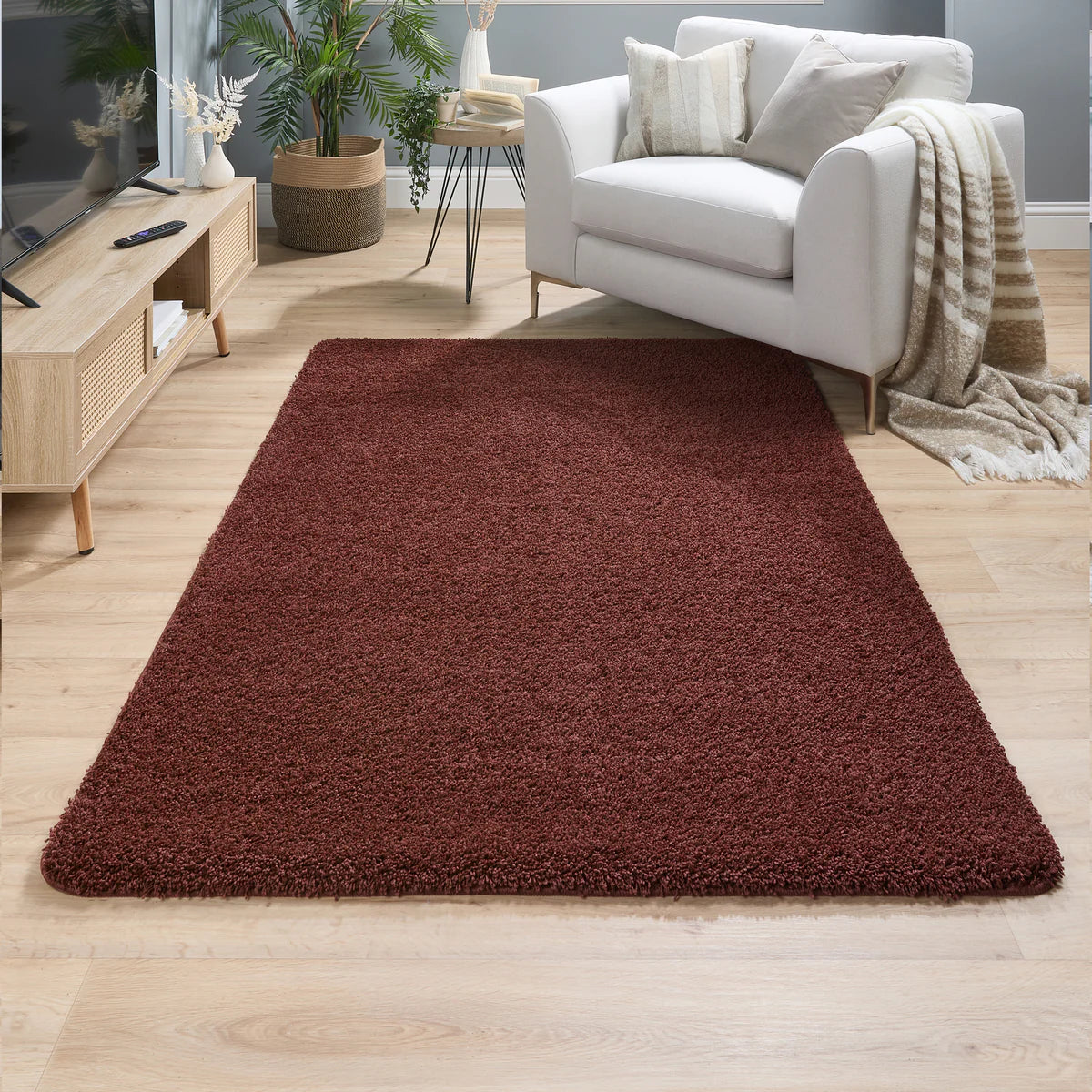 Super Thick Fluffy Non-Slip Durable Rug - Burnt Red
