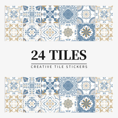 Peel and Stick Moroccan Tile Stickers in Blue and White