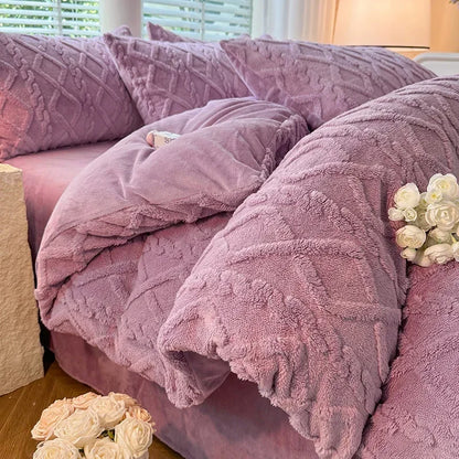 Textured fleece duvet cover in Purple
