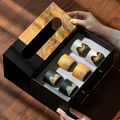 Handgemachtes rustikales 6-teiliges Espressotassen-Geschenkset