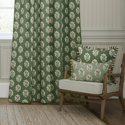 Tende a pieghe a matita in jacquard Brook Woodland - Lino