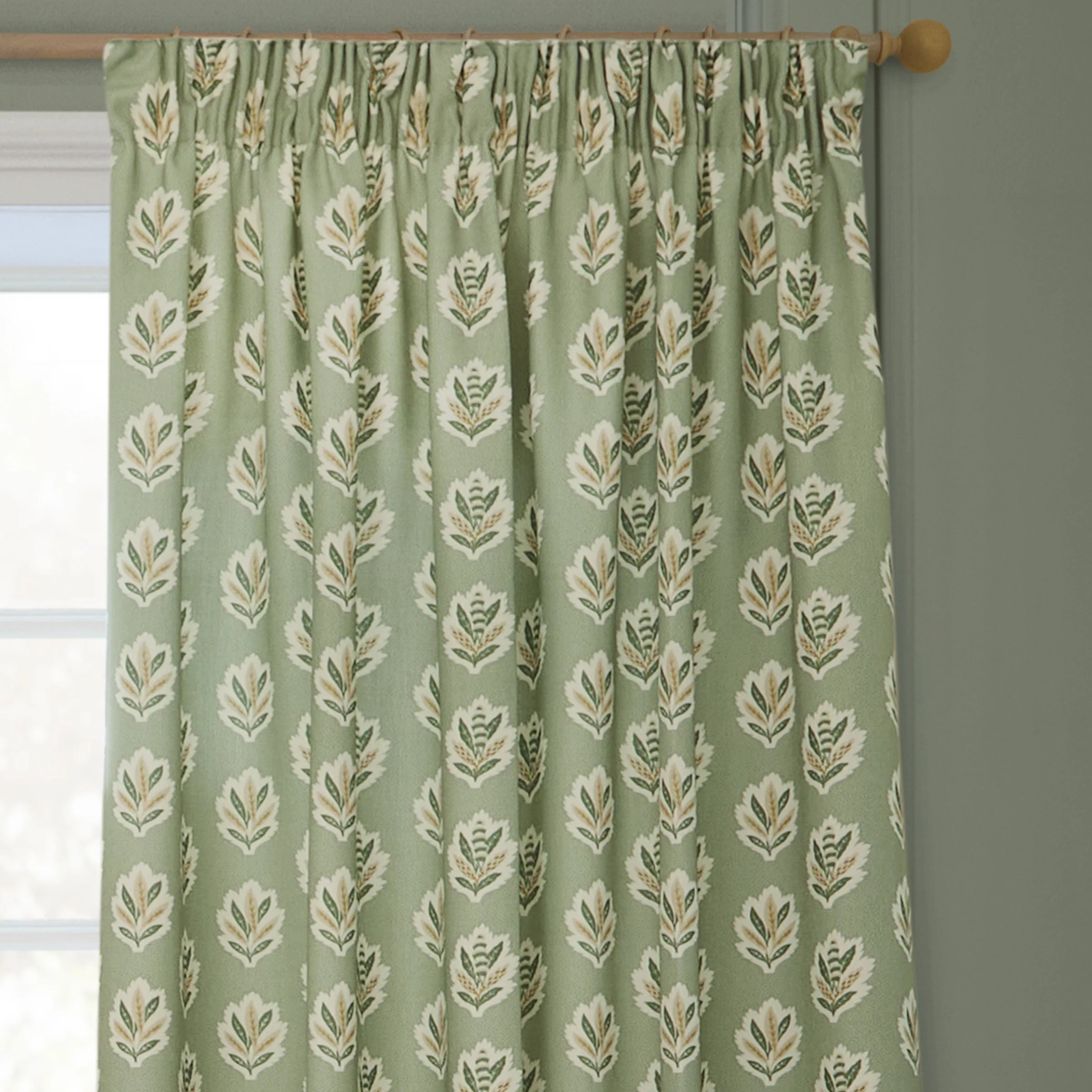 Tende a pieghe a matita in jacquard Brook Woodland - Lino