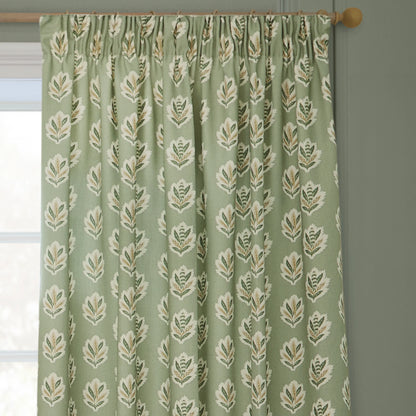 Tende a pieghe a matita in jacquard Brook Woodland - Lino