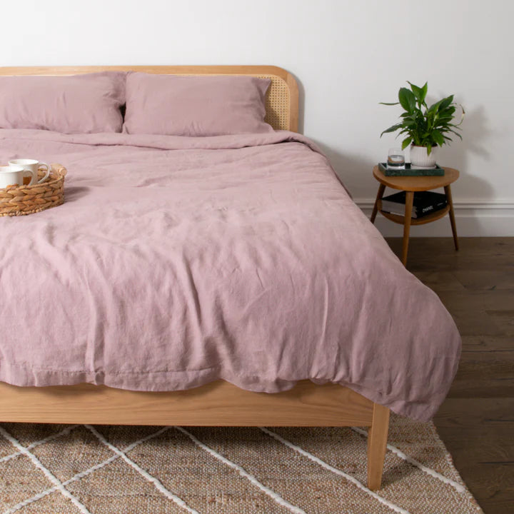 Copripiumino in lino 100% naturale - Rosa cipria
