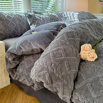 Textured fleece duvet cover in Grey