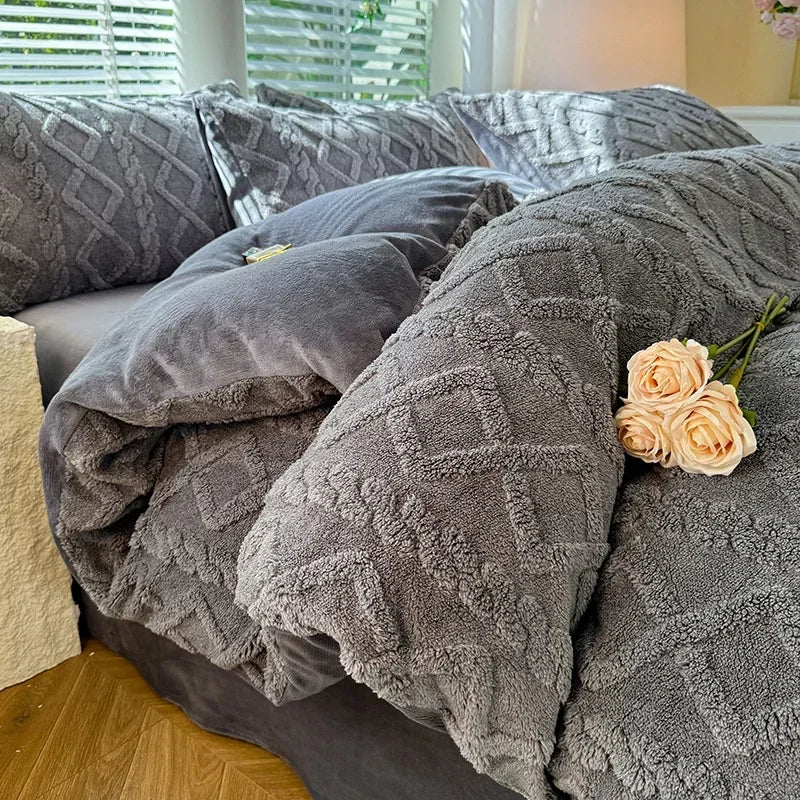 Textured fleece duvet cover in Grey