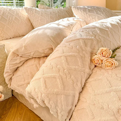 Textured fleece duvet cover in Beige