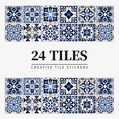 Peel and Stick Moroccan Tile Stickers in Navy and White