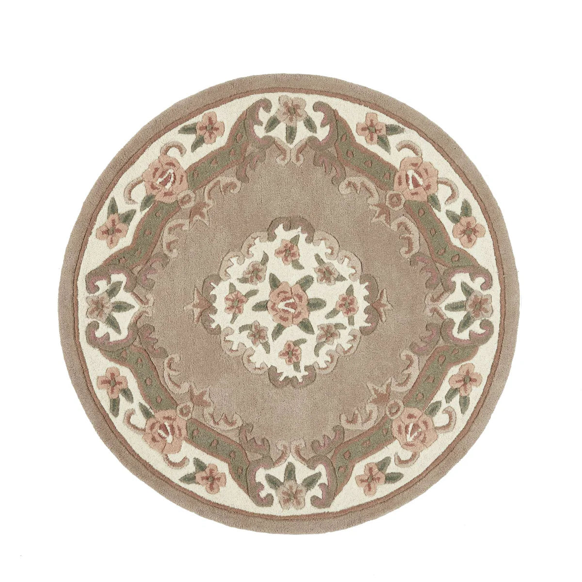 Vintage Motif - Beige Cushioned Wool Rug