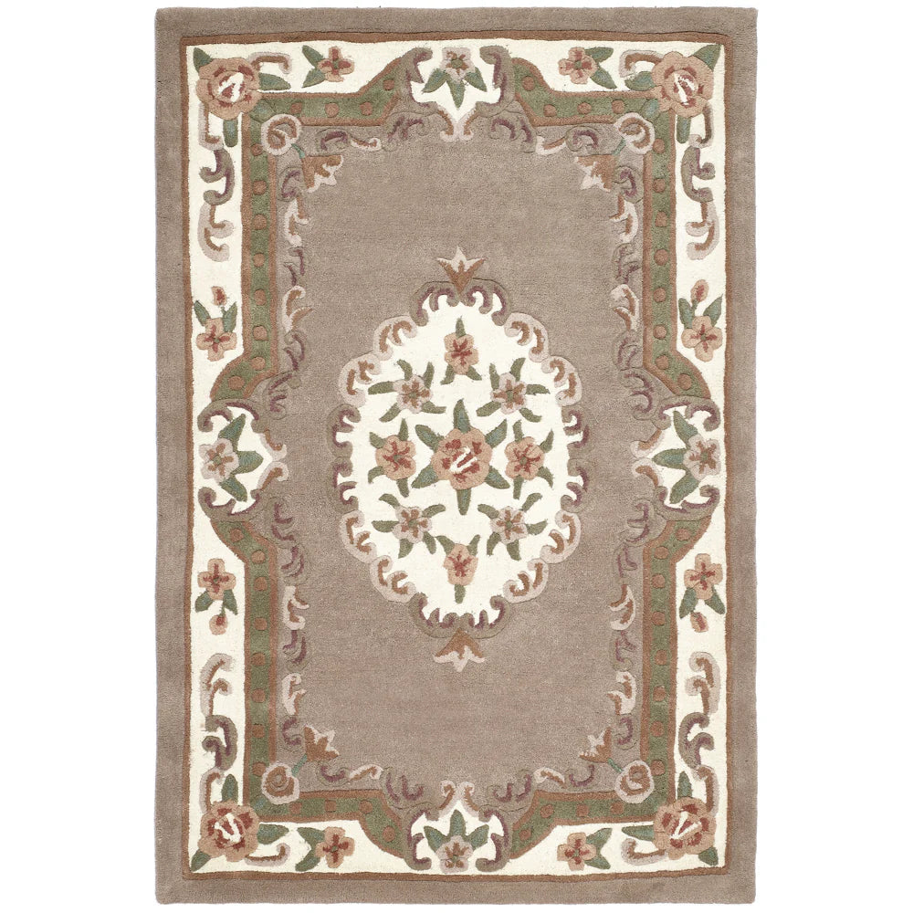 Vintage Motif - Beige Cushioned Wool Rug