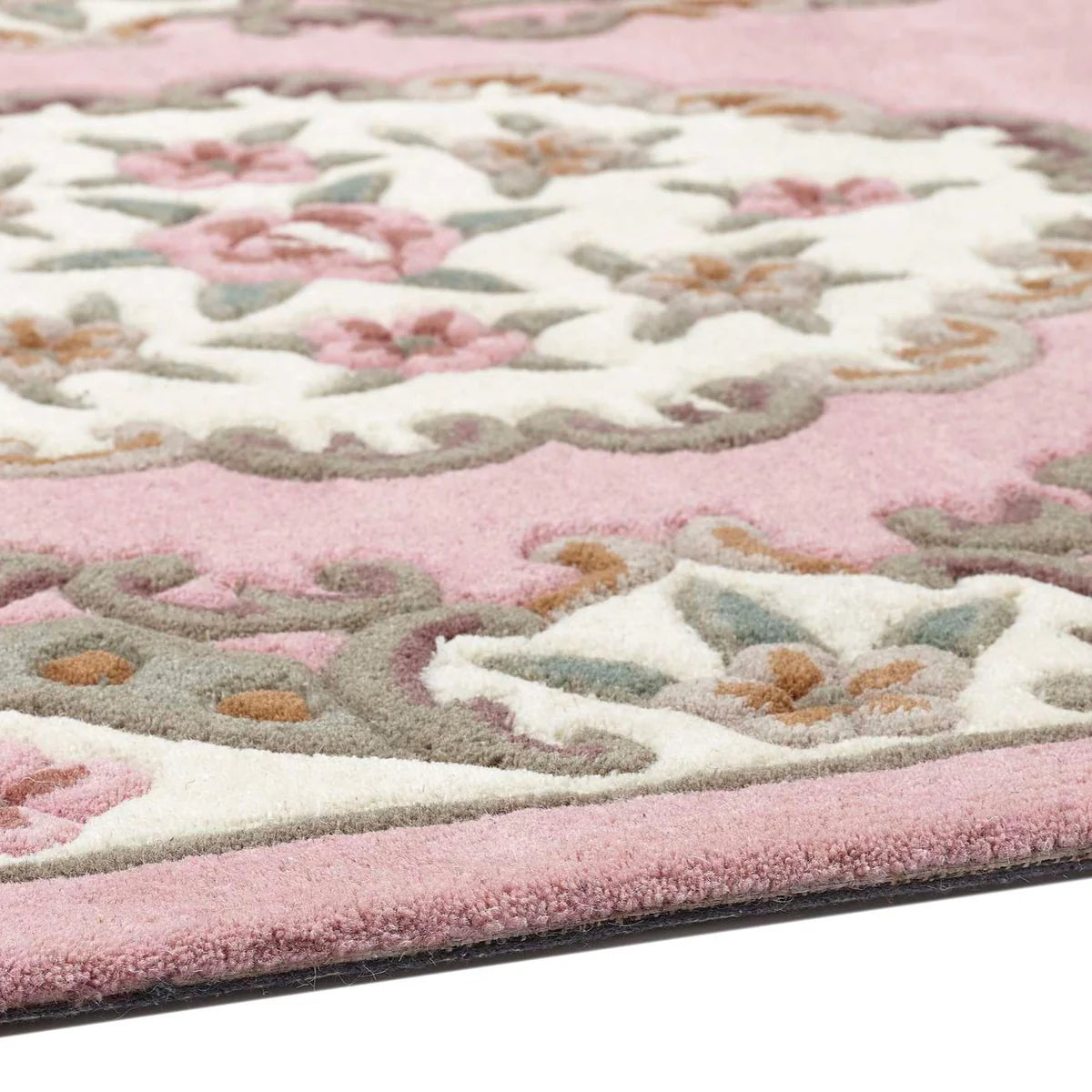 Vintage Motif - Pink Cushioned Wool Rug