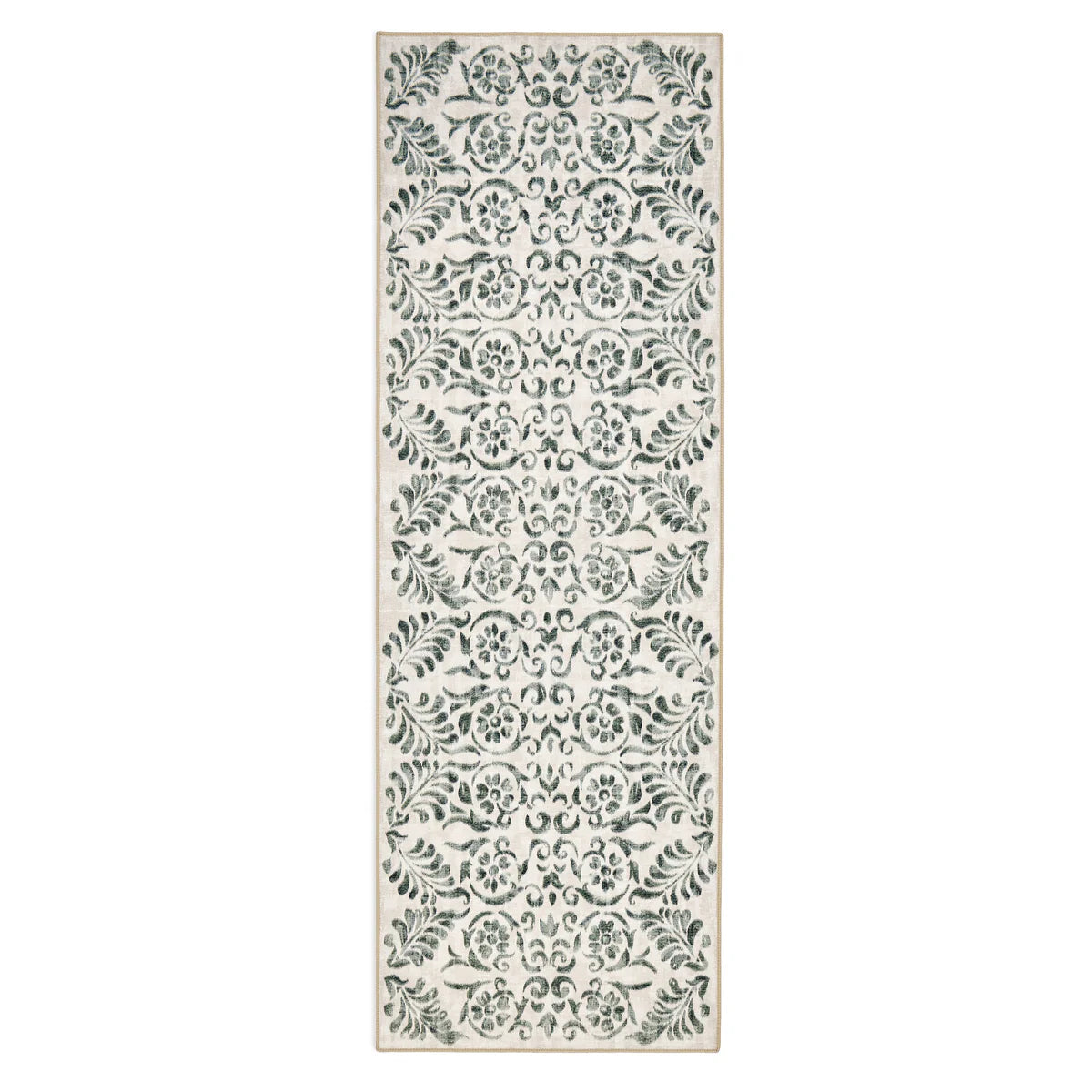 Eco-Washable Rug - Vintage Scroll Green