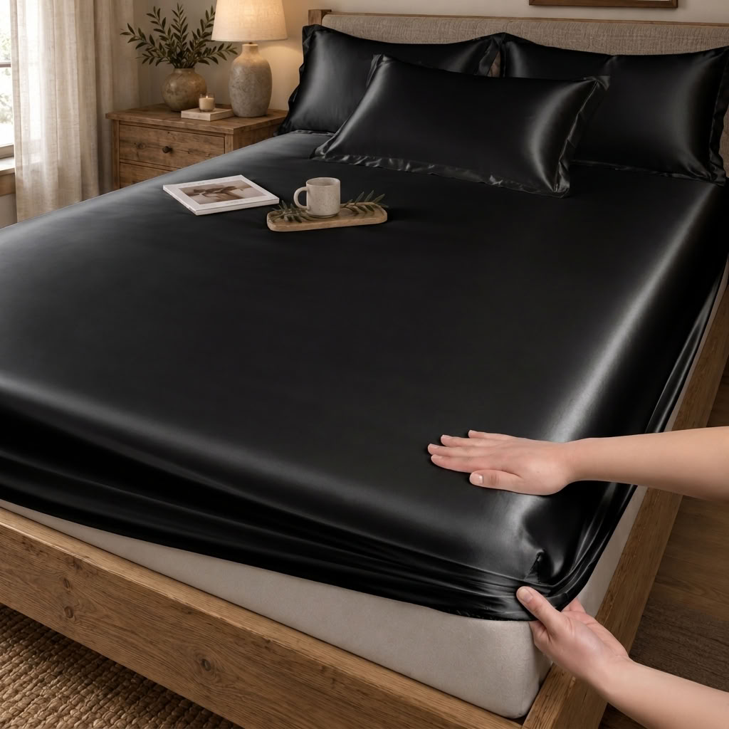 Satin Fitted Sheet with Deep Pockets