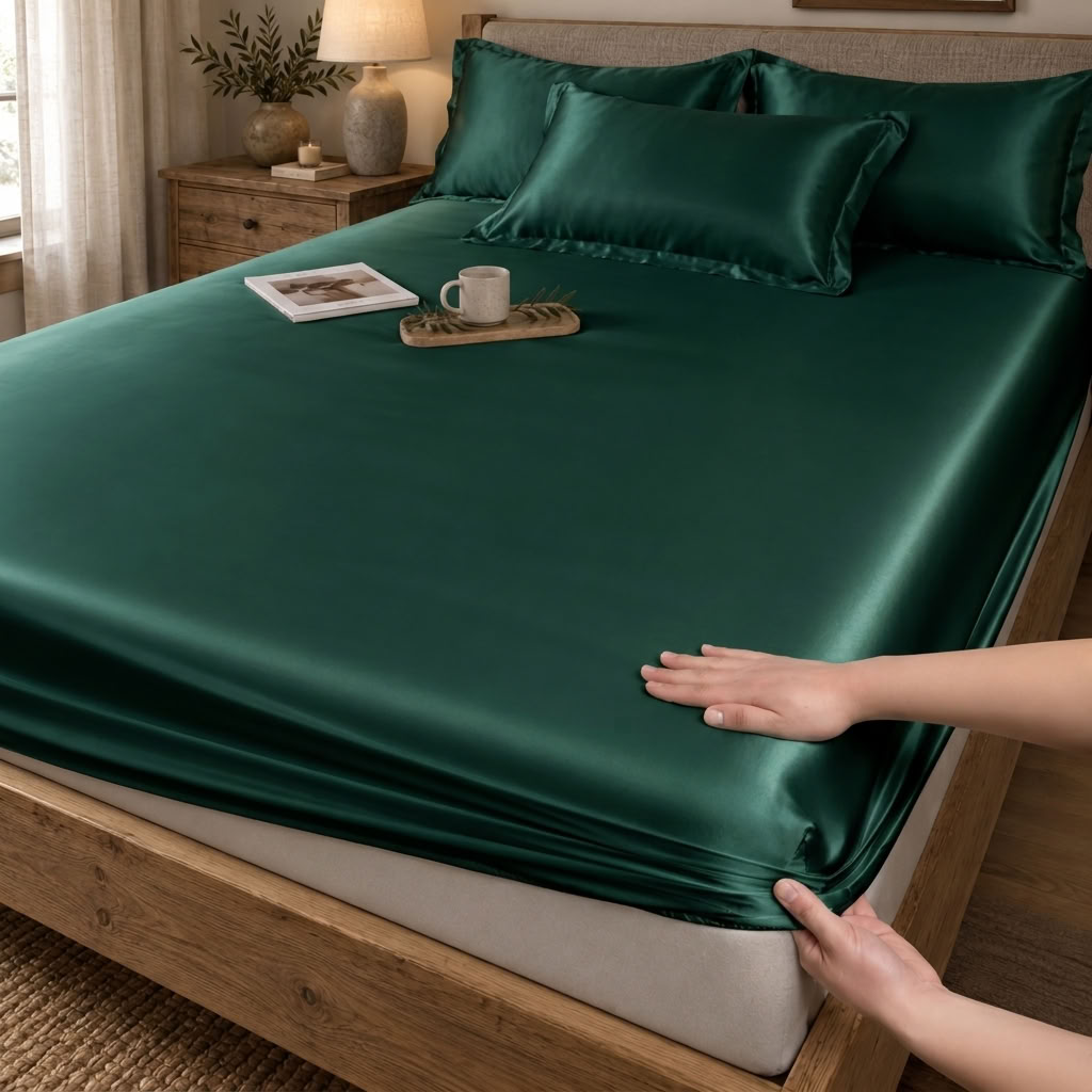 Satin Fitted Sheet with Deep Pockets
