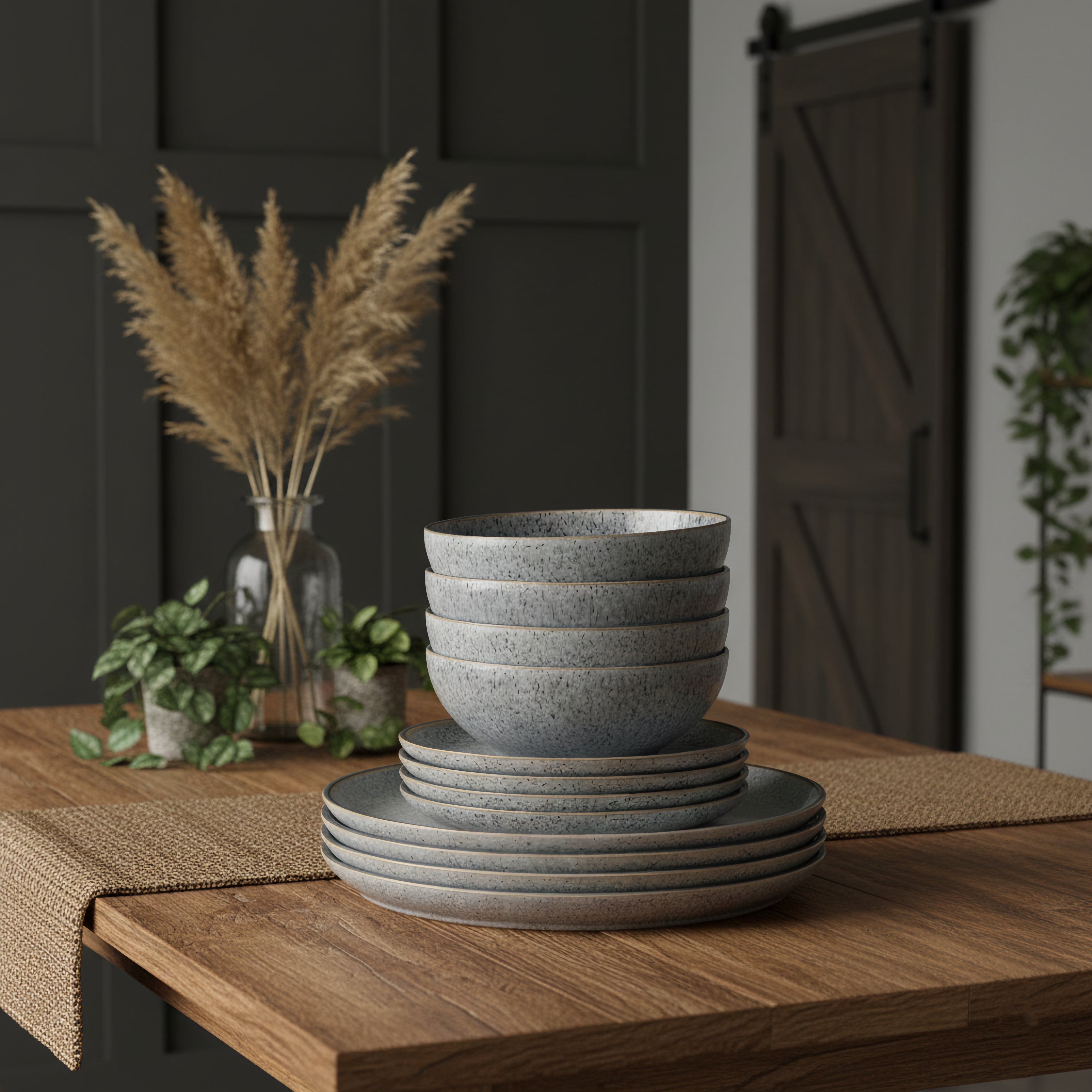 Set di stoviglie Denby Stoneware Studio Grey da 12 pezzi