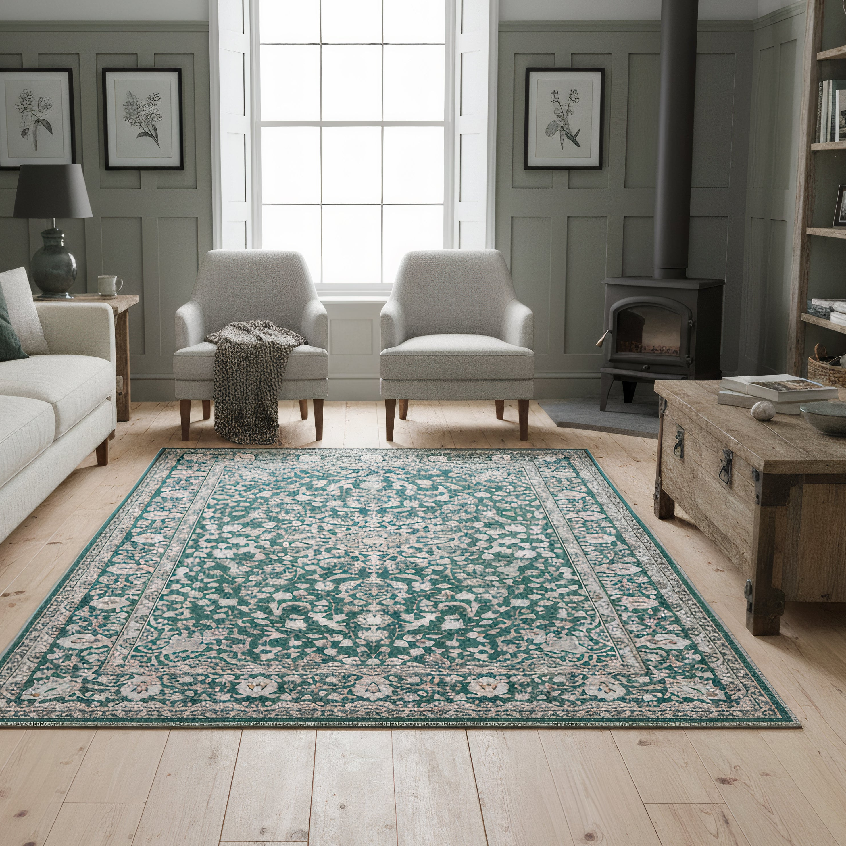 Emerald Motif - Washable Rug