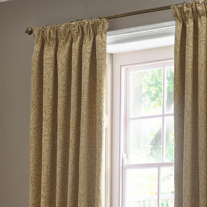 Acorn Tonal Matt Jacquard Pencil Pleat Curtains - Gold