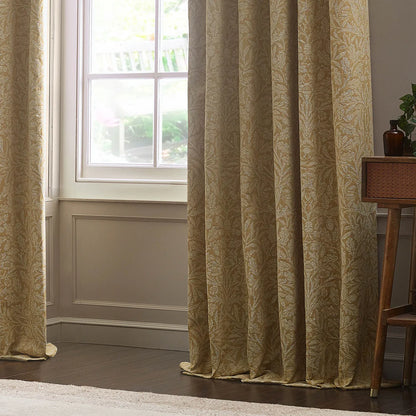Acorn Tonal Matt Jacquard Pencil Pleat Curtains - Gold