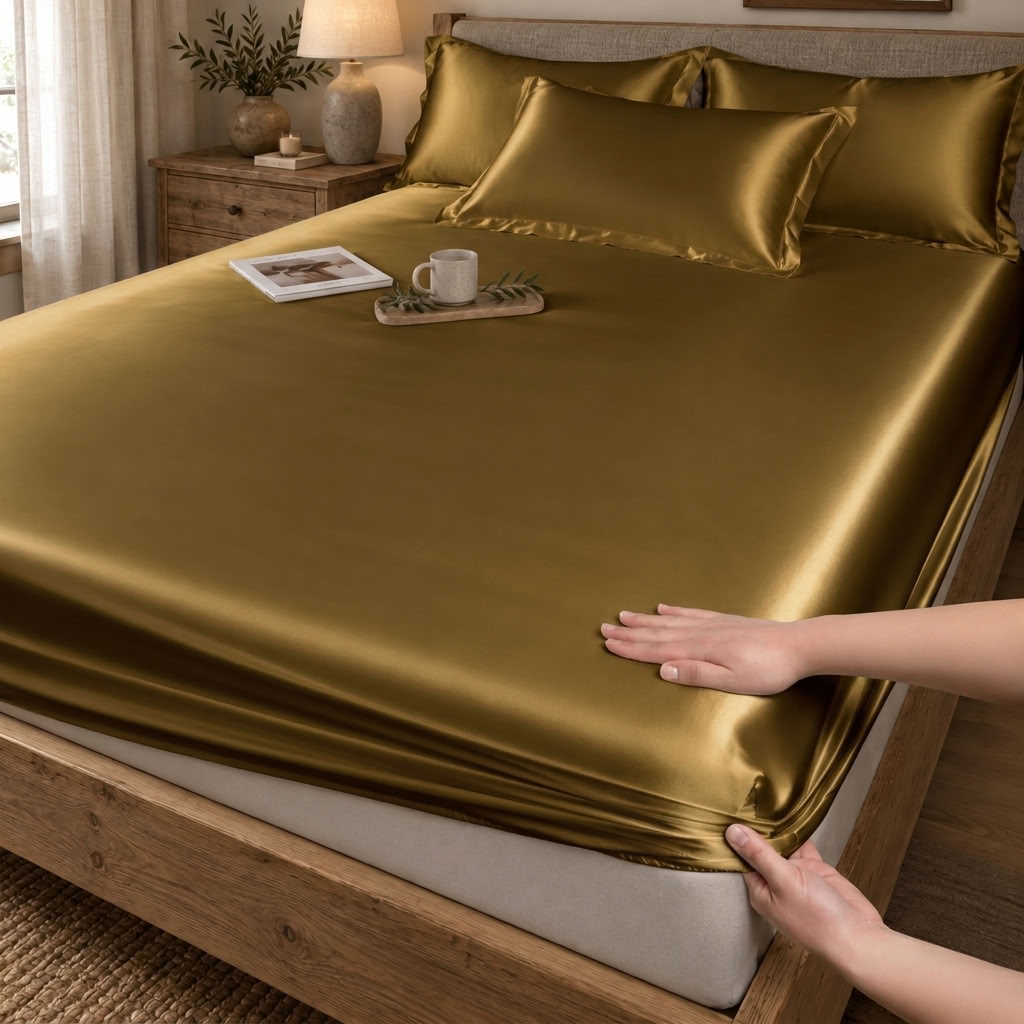 Satin Fitted Sheet with Deep Pockets
