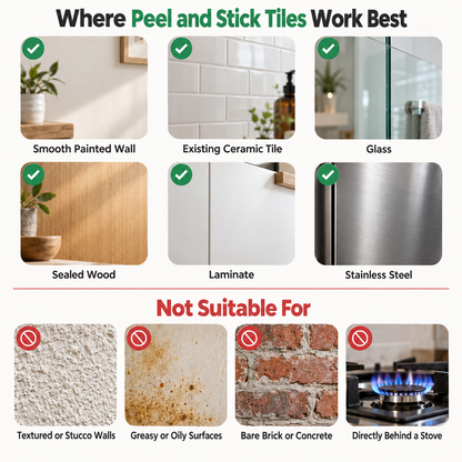 Peel and Stick Zellige Backsplash Tiles