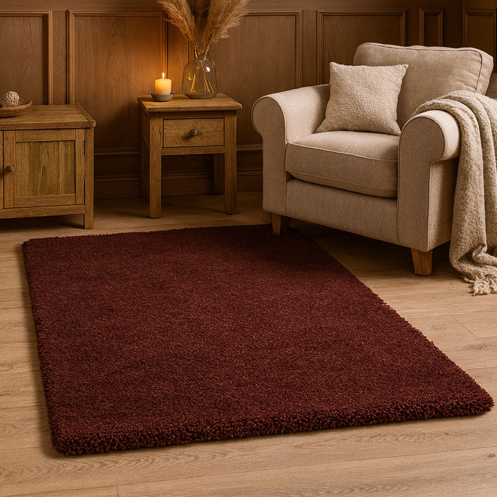 Super Thick Fluffy Non-Slip Durable Rug - Burnt Red