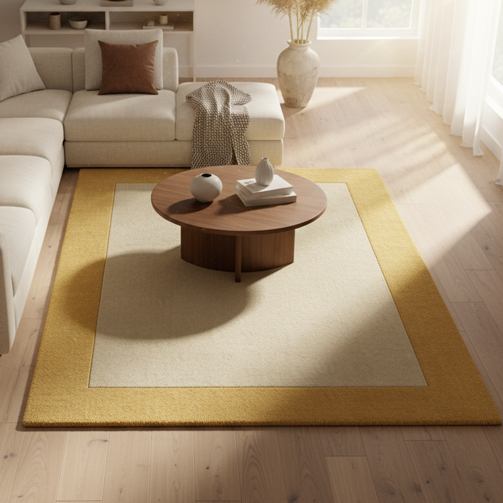 Origins Borders 100% Pure Wool Ochre Rug