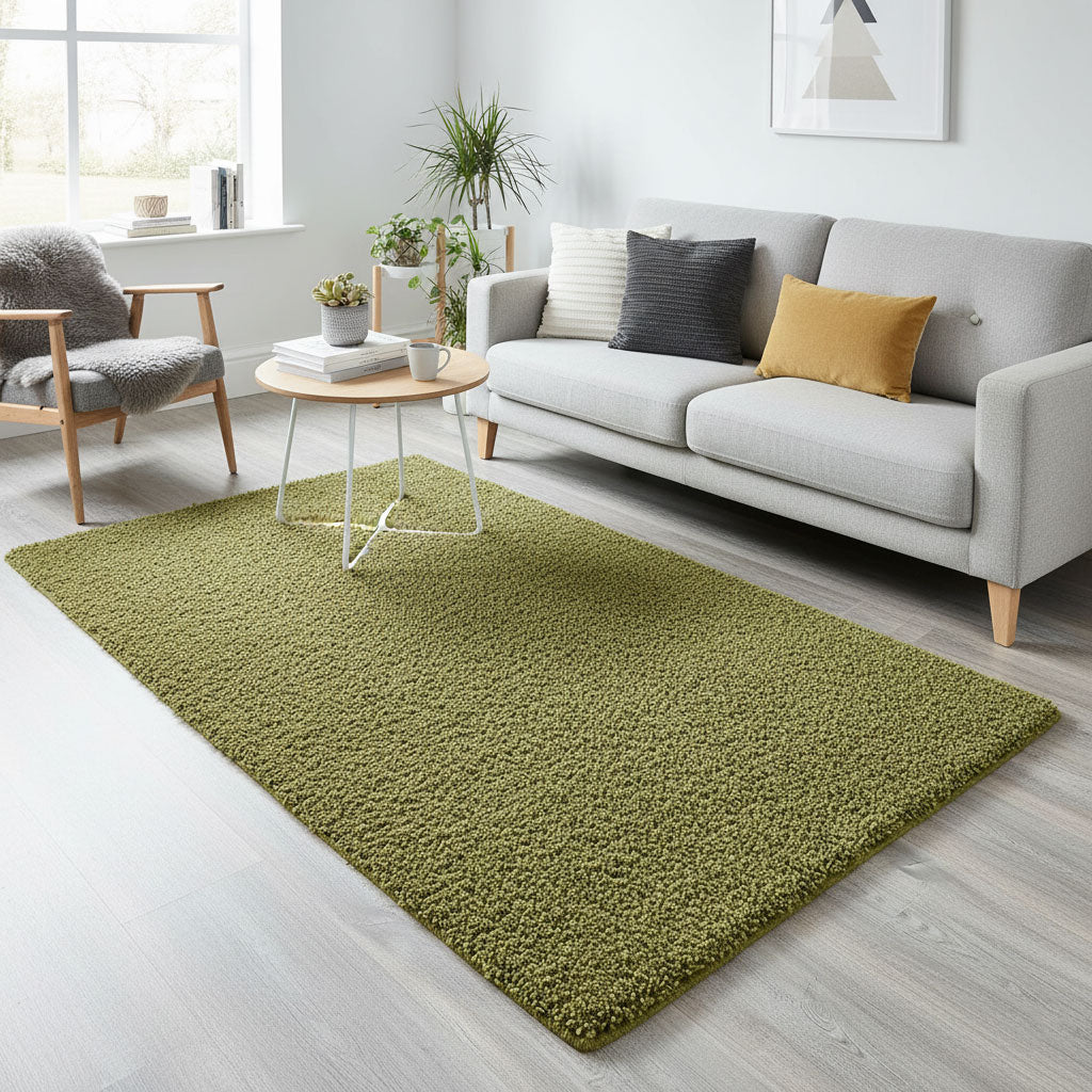 Super Thick Fluffy Non-Slip Durable Rug - Olive Green