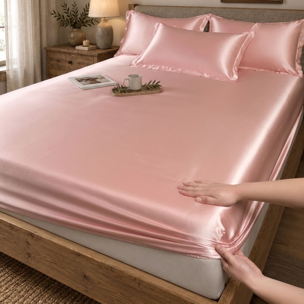 Satin Fitted Sheet with Deep Pockets