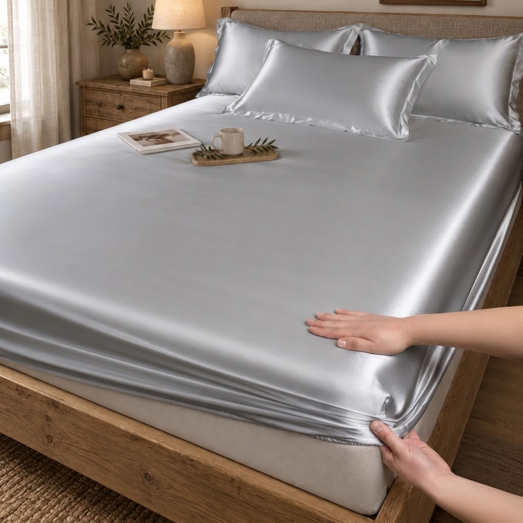 Satin Fitted Sheet with Deep Pockets